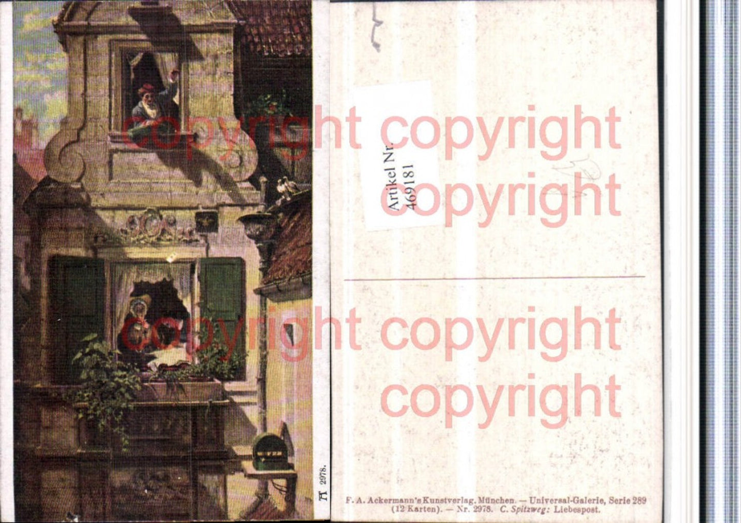 469181,Künstler AK C. Spitzweg Liebespost Fenster Schnur pub Ackermann 2978