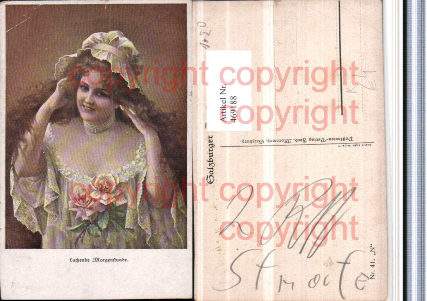 469188,Künstler AK Lachende Morgenstunde Mädchen Portrait