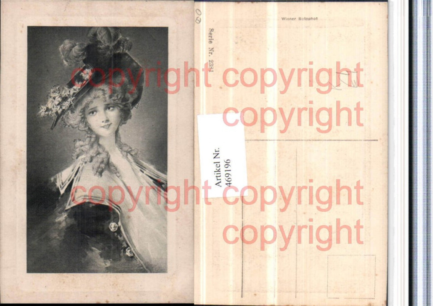 469196,Künstler AK Frau Mädchen Hut Hutmode Portrait