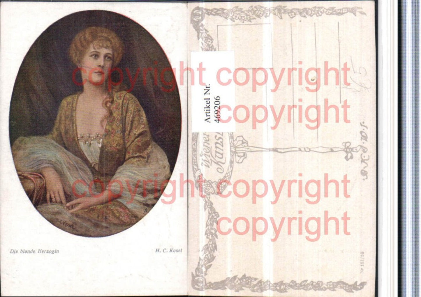 469206,Künstler AK H. C. Kosel Die blonde Herzogin Portrait pub B.K.W.I. 181/16