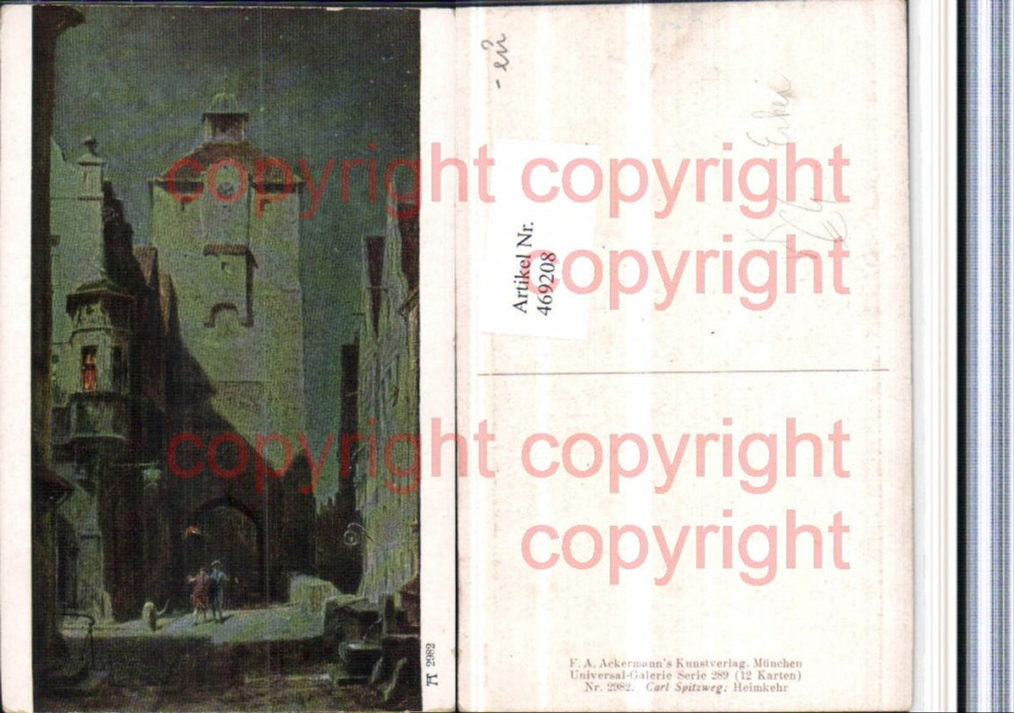 469208,Künstler AK Carl Spitzweg Heimkehr Stadttor Erker pub Ackermann 2982