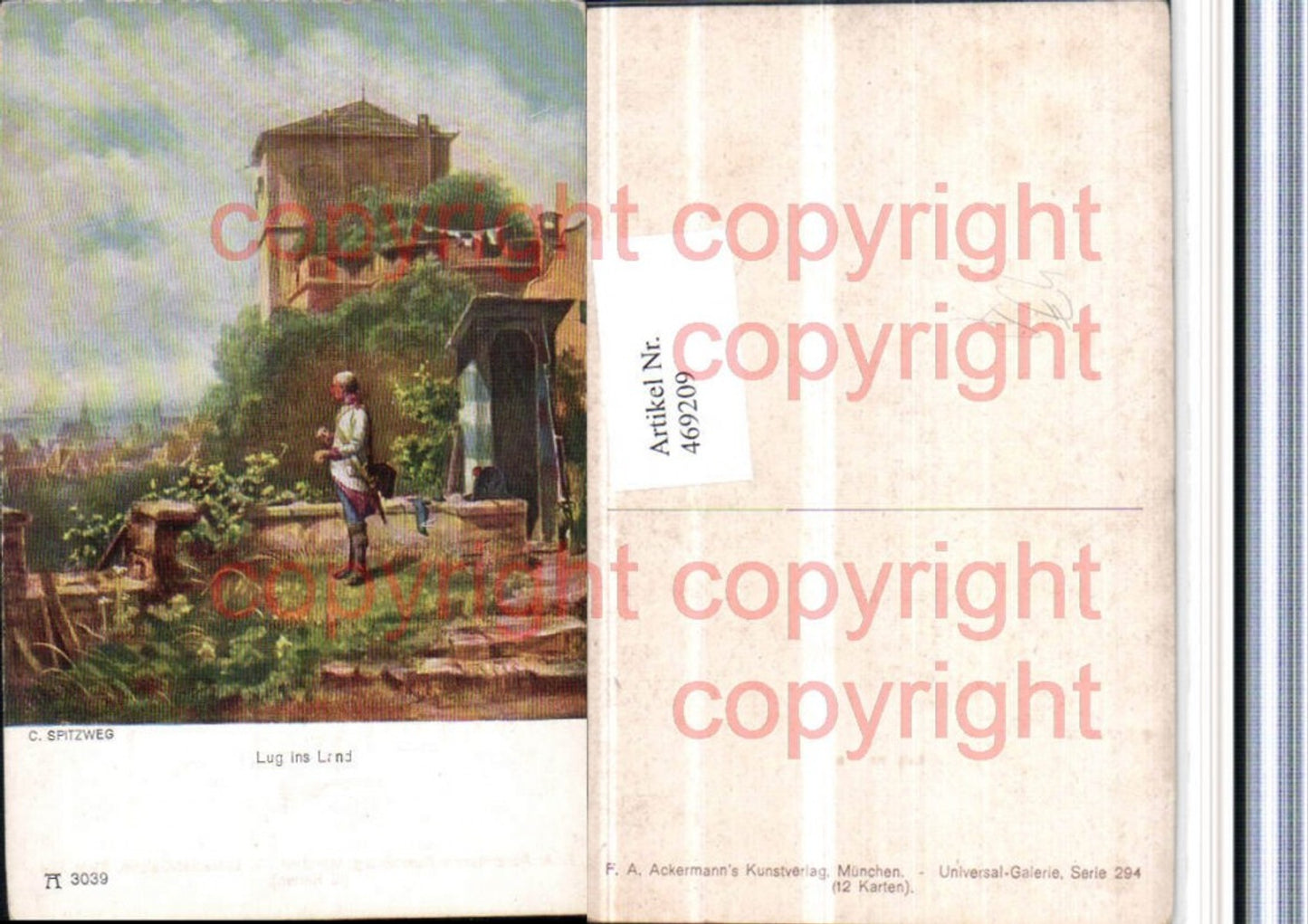 469209,Künstler AK C. Spitzweg Lug ins Land Wache Soldat pub Ackermann 3039