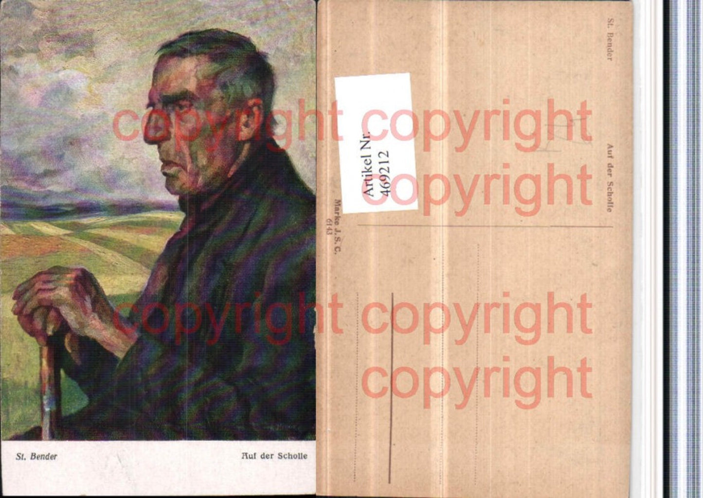 469212,Künstler AK St. Bender Auf der Scholle Mann Portrait