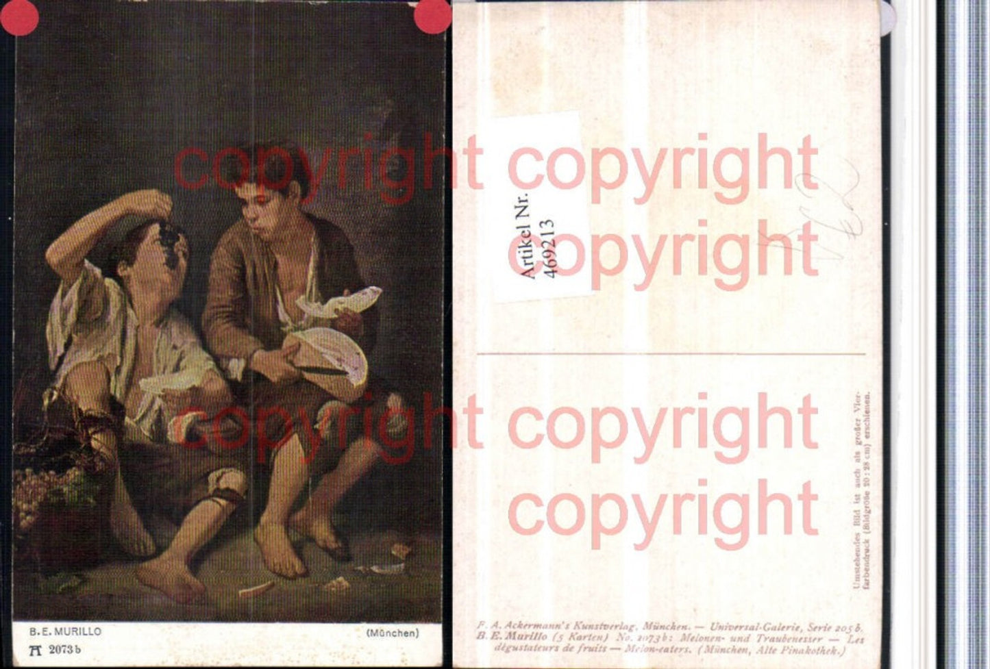 469213,Künstler AK B. E. Murillo Melonen u. Traubenesser pub Ackermann 2073b