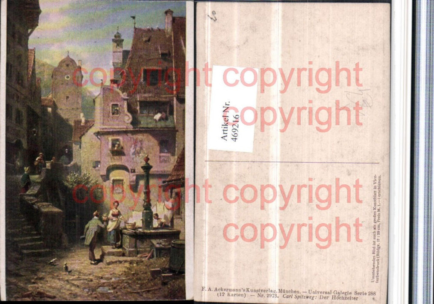 469216,Künstler AK Carl Spitzweg Hochzeiter Stadt Brunnen pub Ackermann 2973