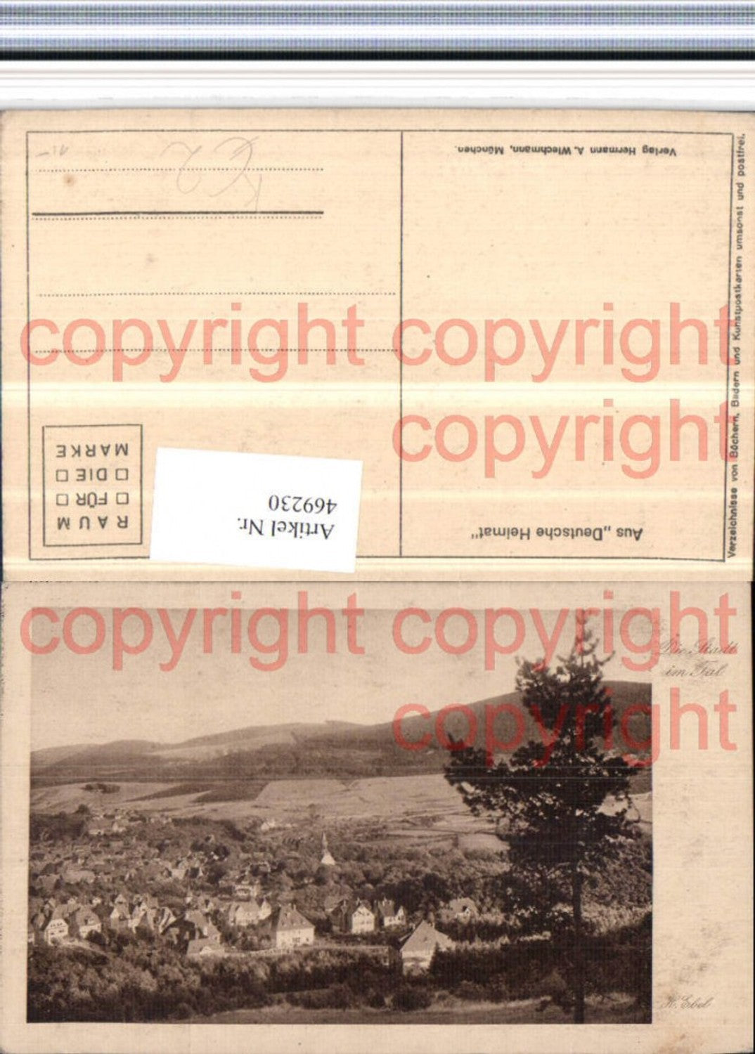 469230,Künstler AK H. Ebel Die Stadt im Tal Totale