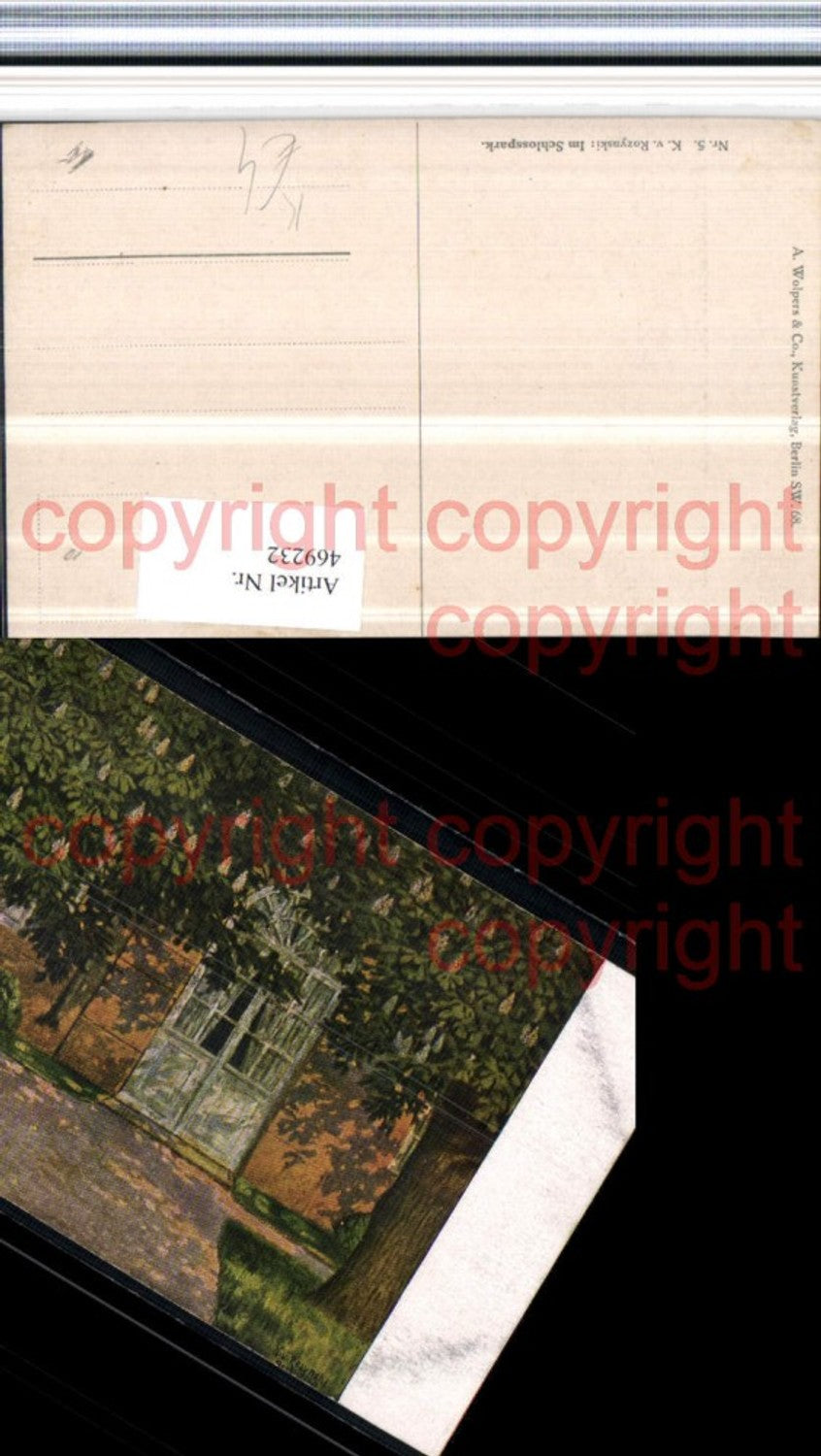 469232,Künstler AK K. v. Rozynski Schlosspark Bäume Motiv