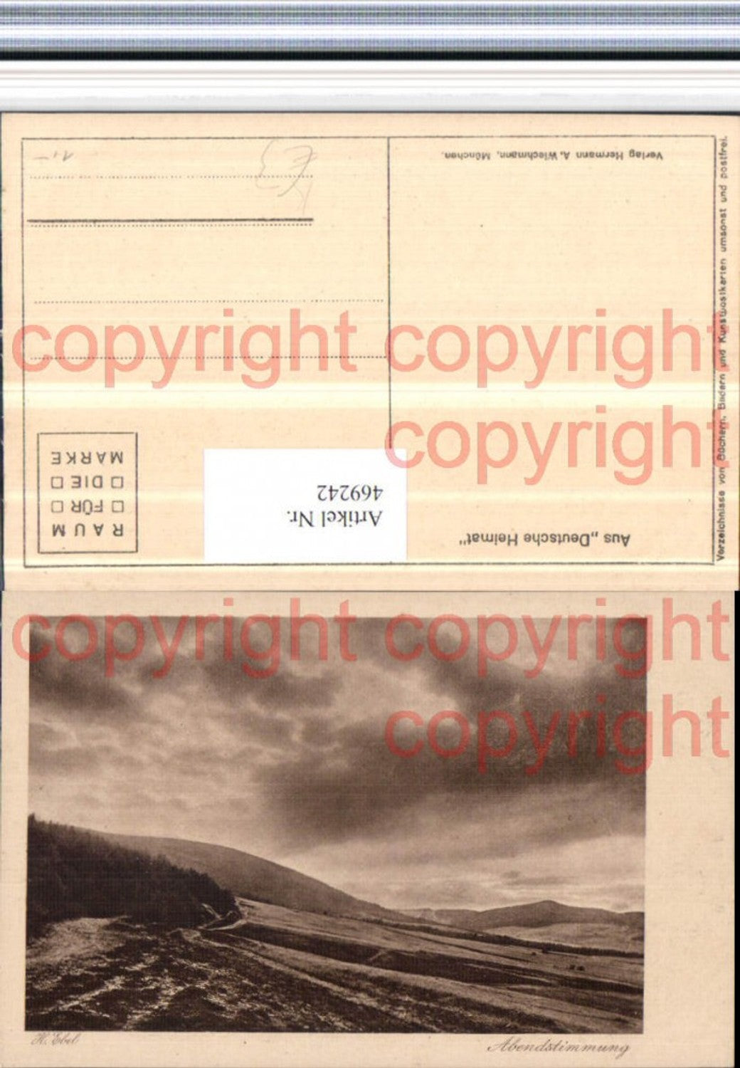 469242,Künstler AK H. Ebel Abendstimmung Landschaft