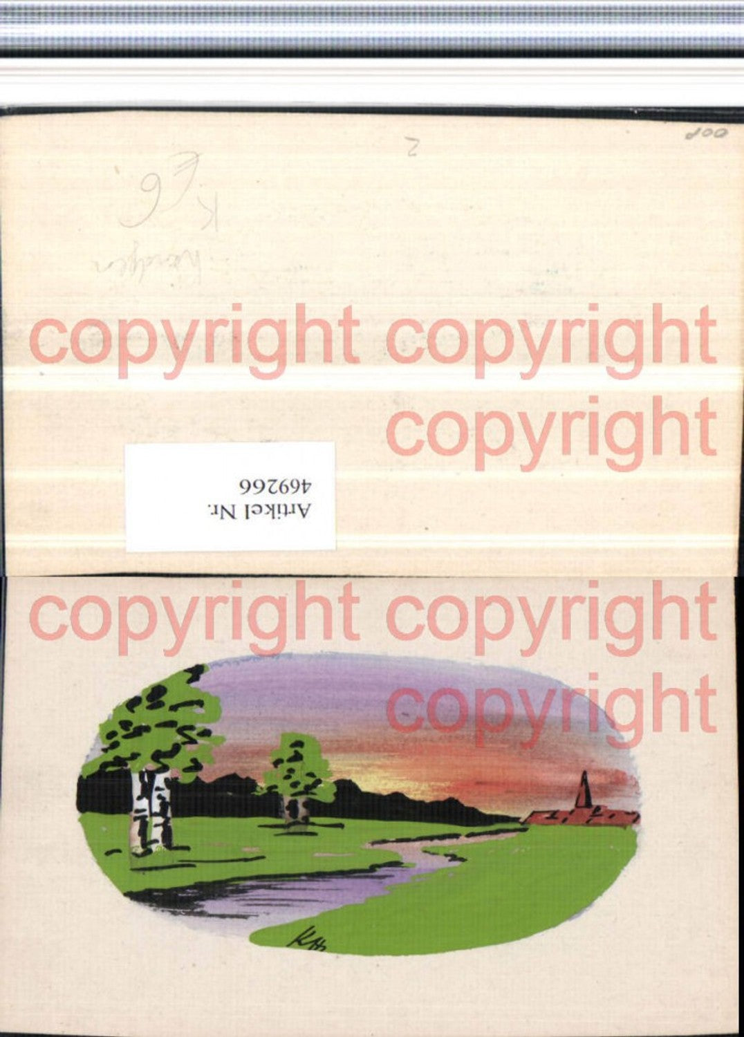 469266,Künstler AK Handgemalt Landschaft Bach Bäume