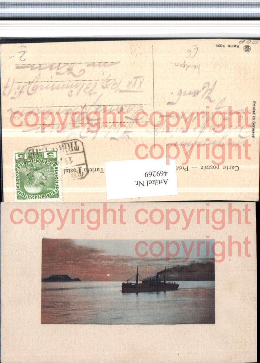 469269,Künstler AK Handgemalt See Dampfer Schiff