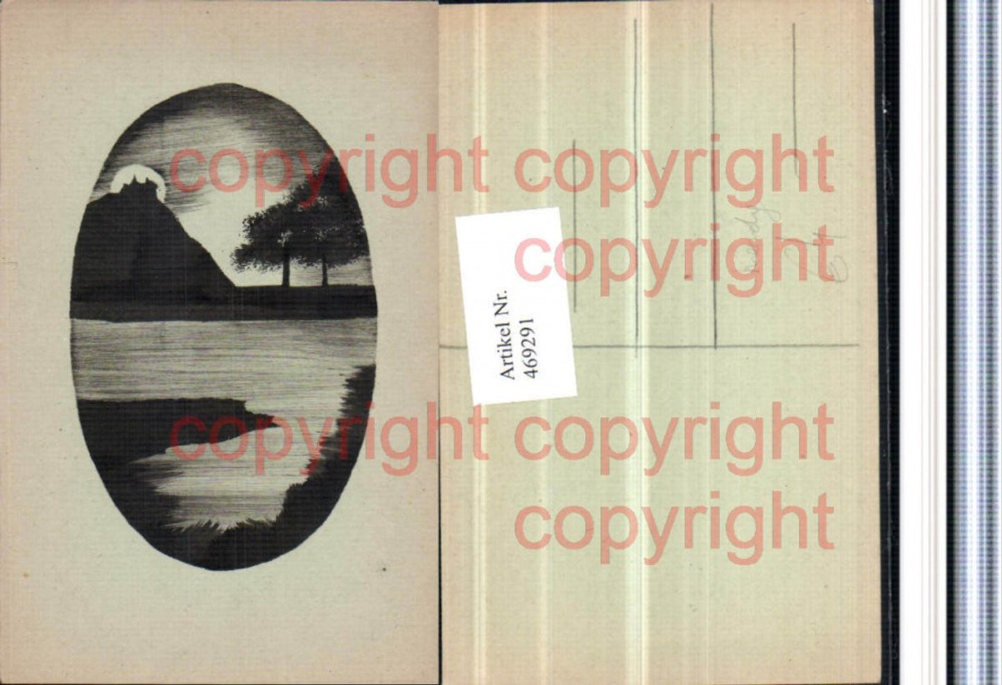 469291,Künstler AK Handgemalt Landschaft See Mondschein
