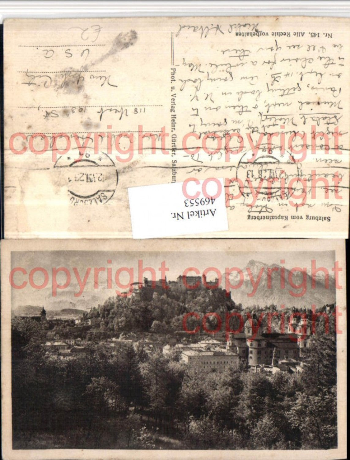 469553,Salzburg Teilansicht m. Festung vom Kapuzinerberg