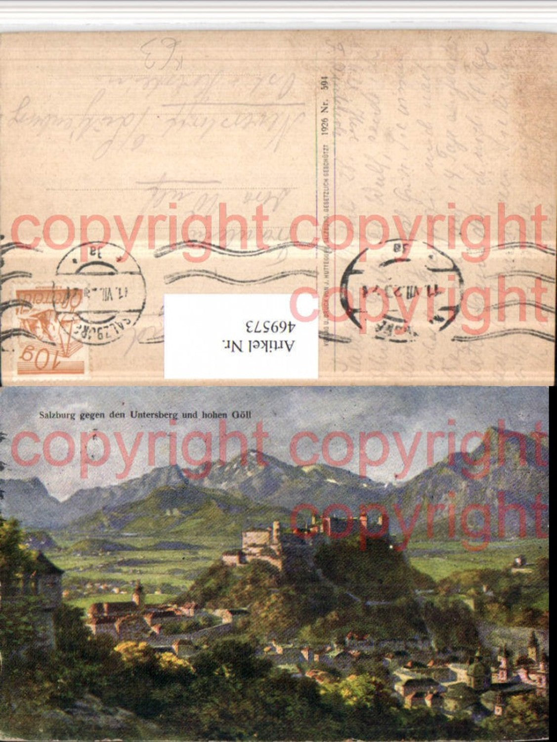 469573,Künstler AK Salzburg Teilansicht geg. Untersberg Bergkulisse