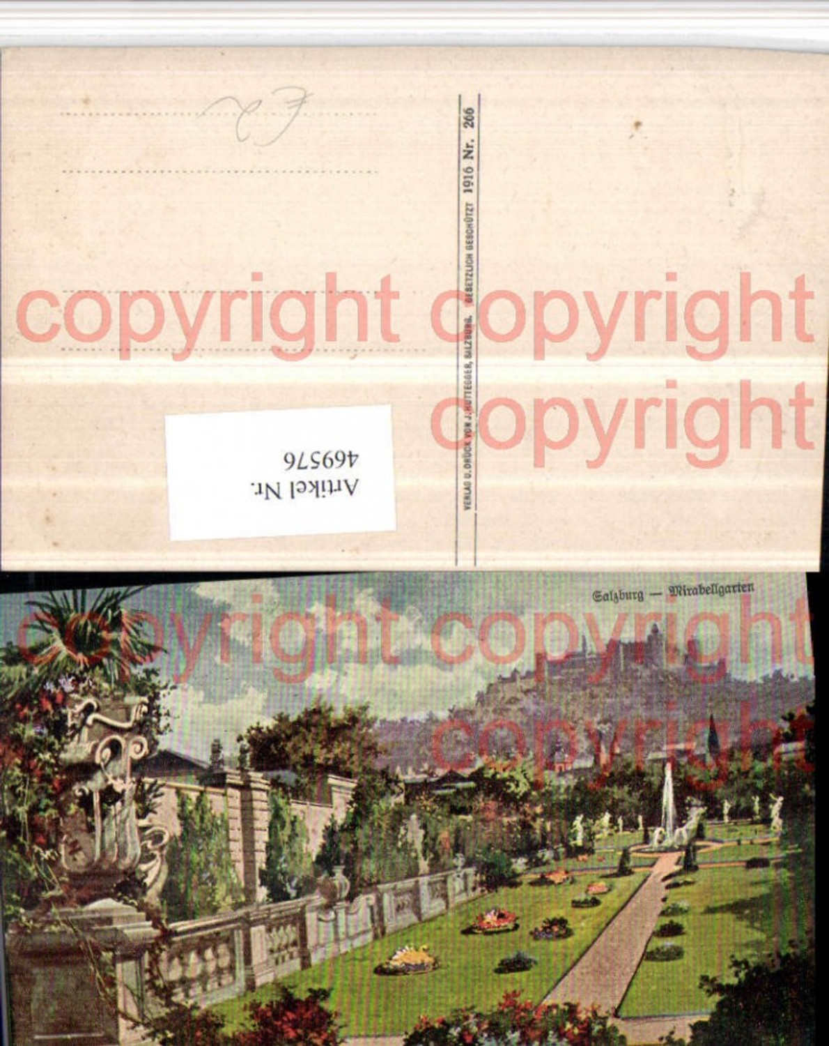 469576,Künstler AK Salzburg Mirabellgarten m. Festung