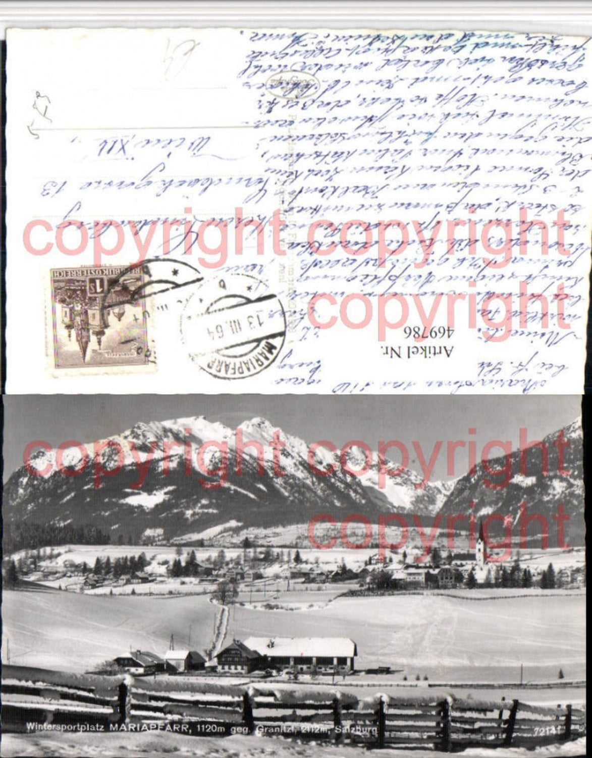 469786,Mariapfarr Totale geg. Granitzl Bergkulisse Winterbild