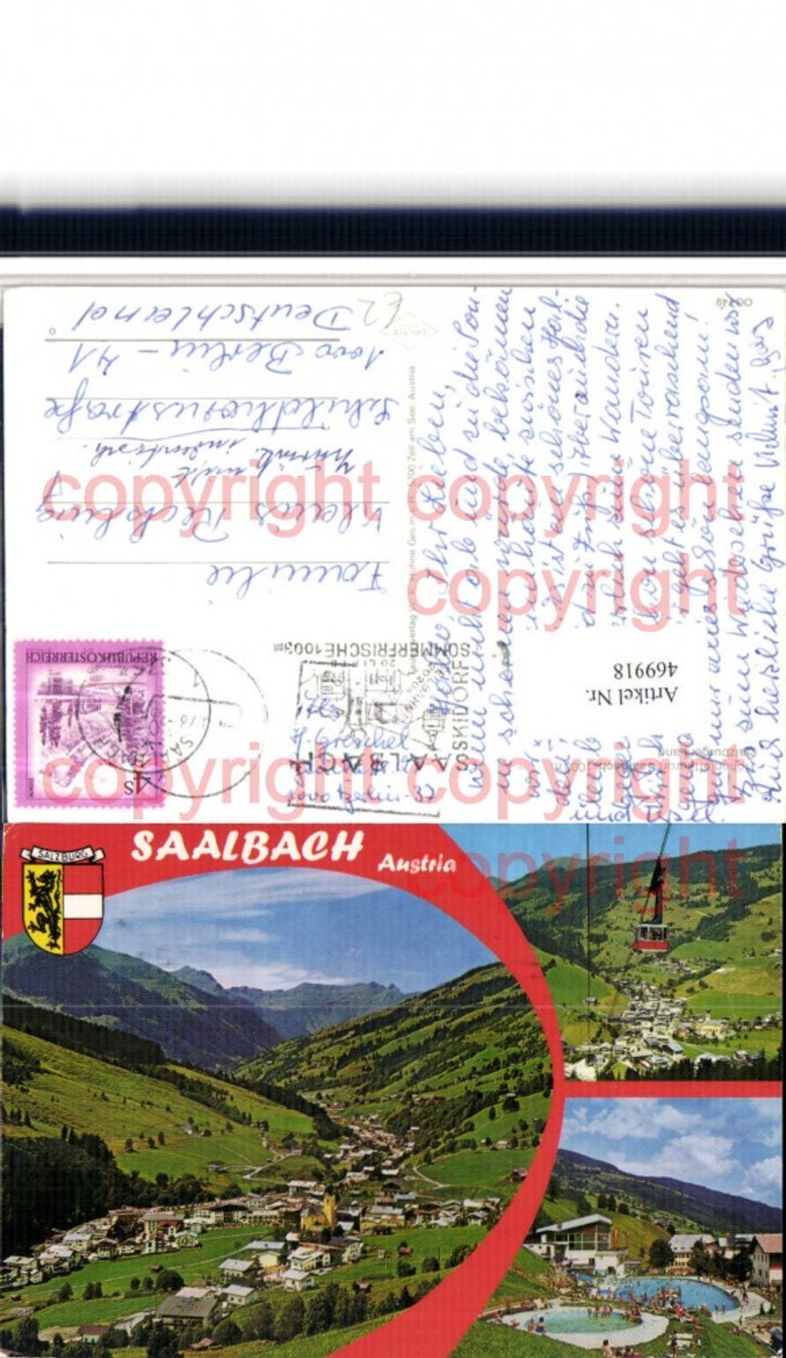 469918,Saalbach Totale Seilbahn Freibad Mehrbildkarte