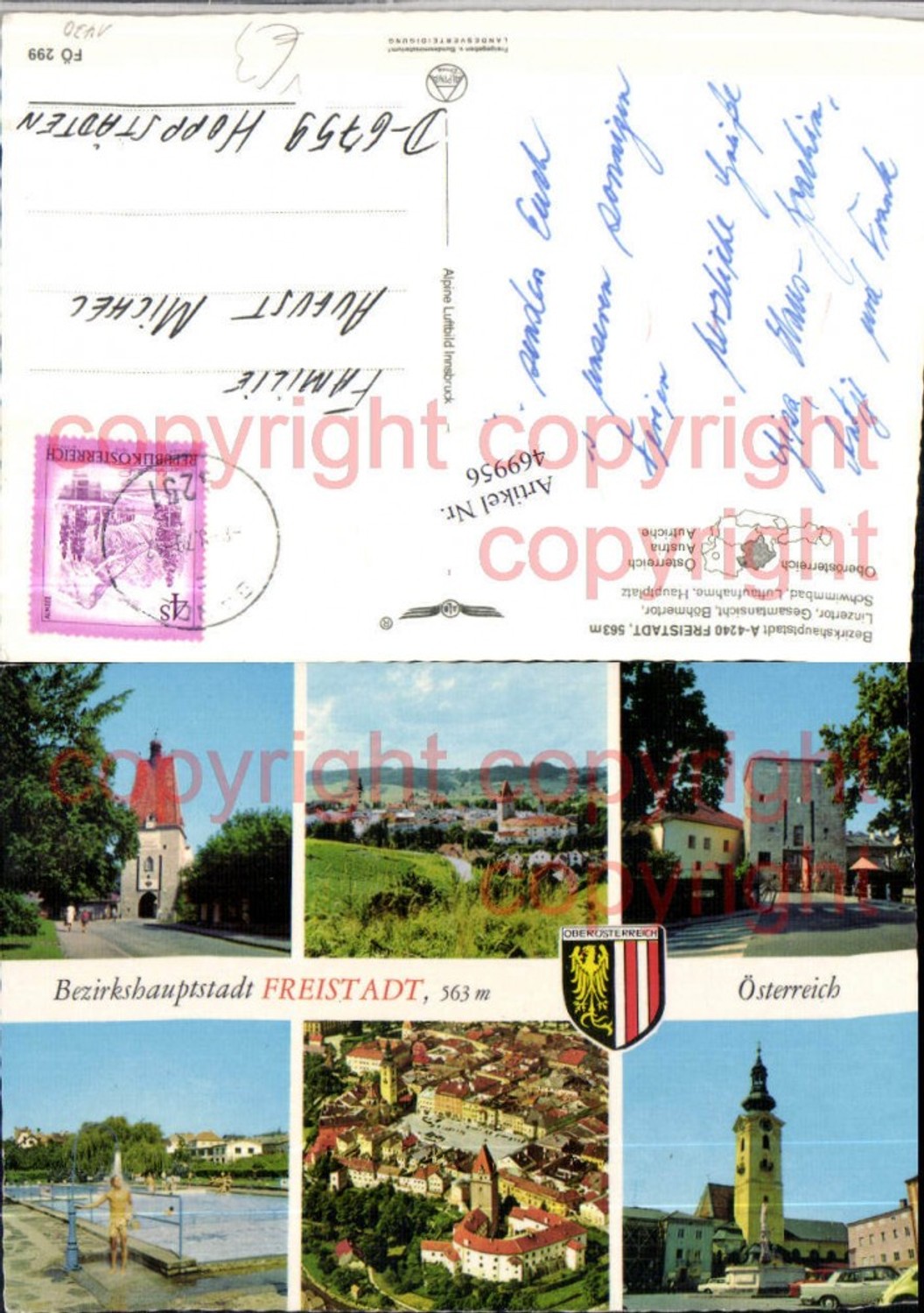 469956,Freistadt Totale Linzer-Tor Freibad Mehrbildkarte pub Alpine Luftbild 299