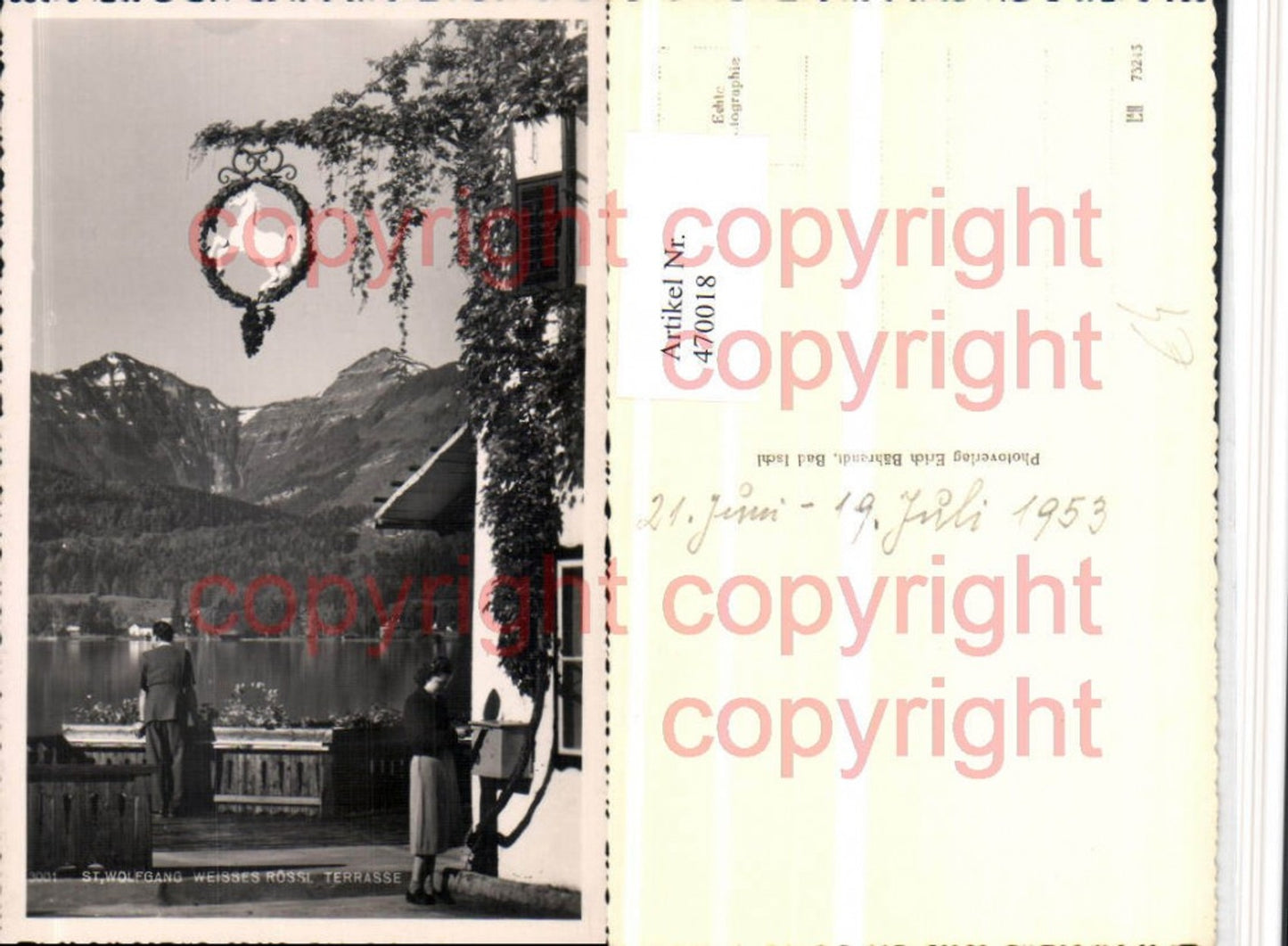 470018,St. Wolfgang Weisses Rössl Terrasse Briefkasten Bergkulisse