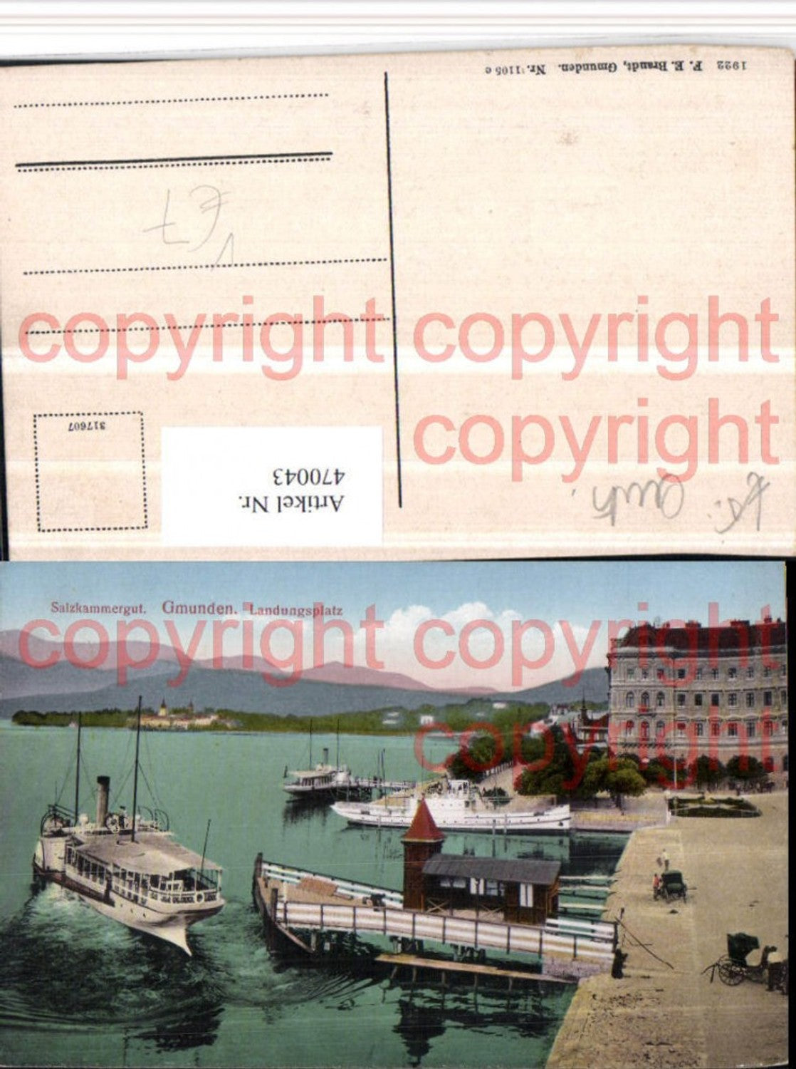 470043,Gmunden Landungsplatz Dampfer pub F. E. Brandt 1105c