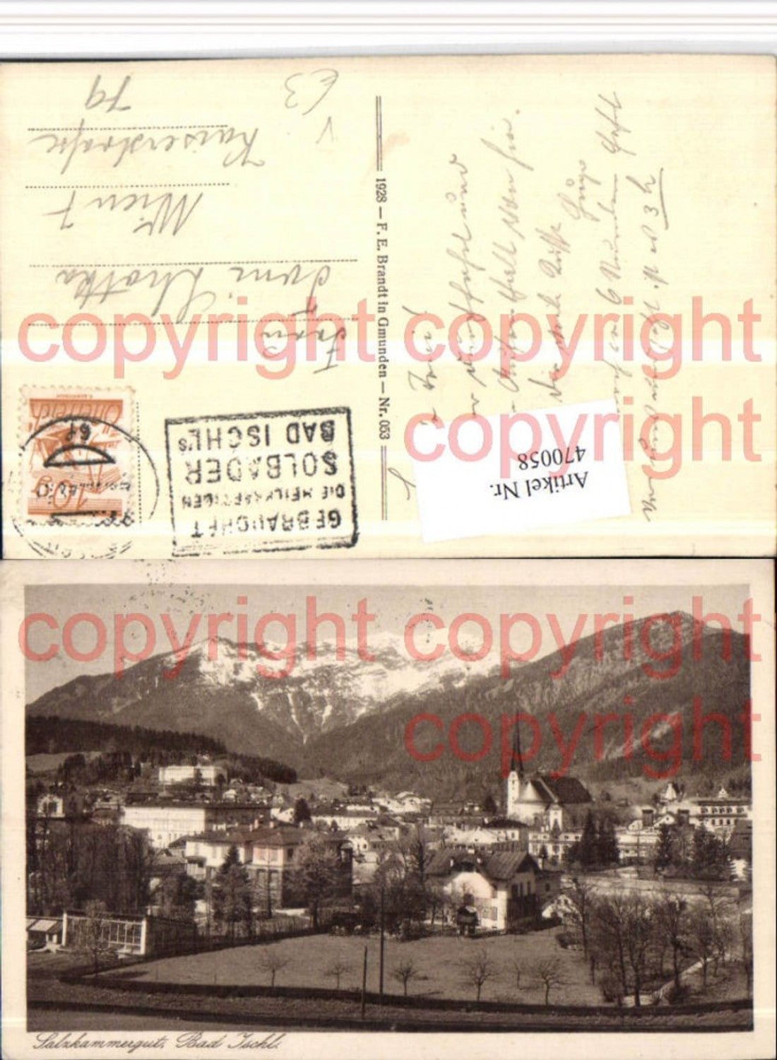 470058,Bad Ischl Teilansicht Bergkulisse pub F. E. Brandt 053