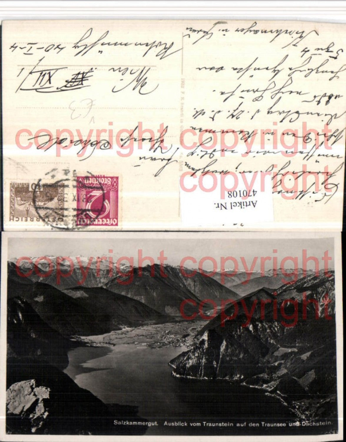470108,Blick v. Traunstein auf Traunsee b. Gmunden Bergkulisse pub Brandt 5583