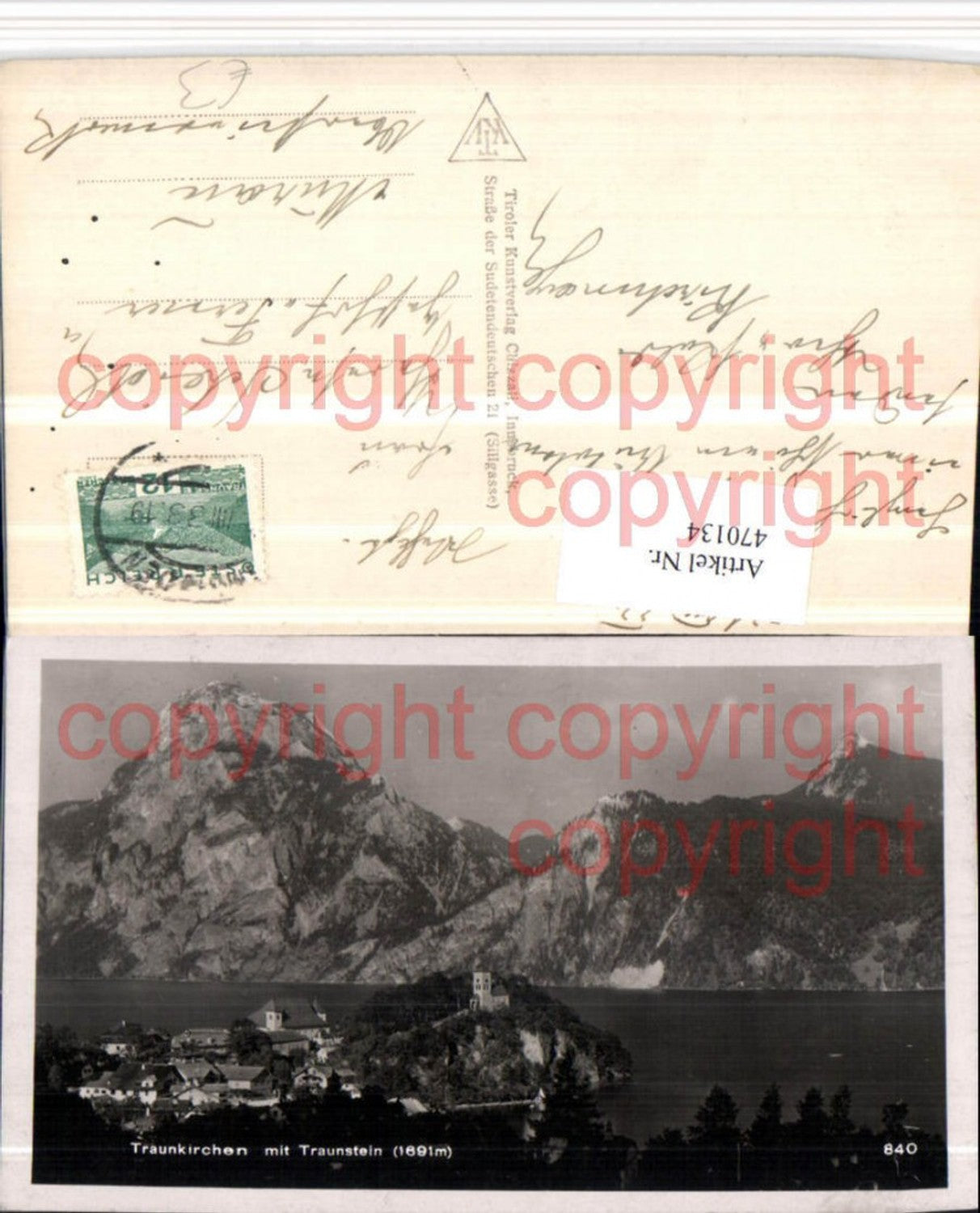 470134,Traunkirchen Totale m. Traunstein Bergkulisse