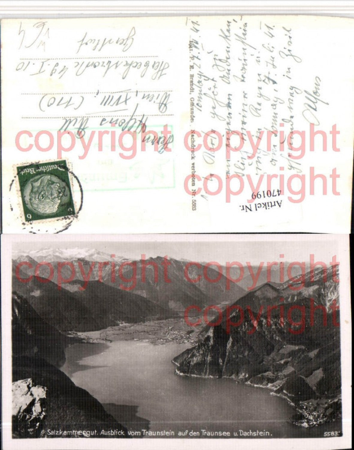 470199,Blick v. Traunstein auf Traunsee b. Gmunden Bergkulisse pub Brandt 5583