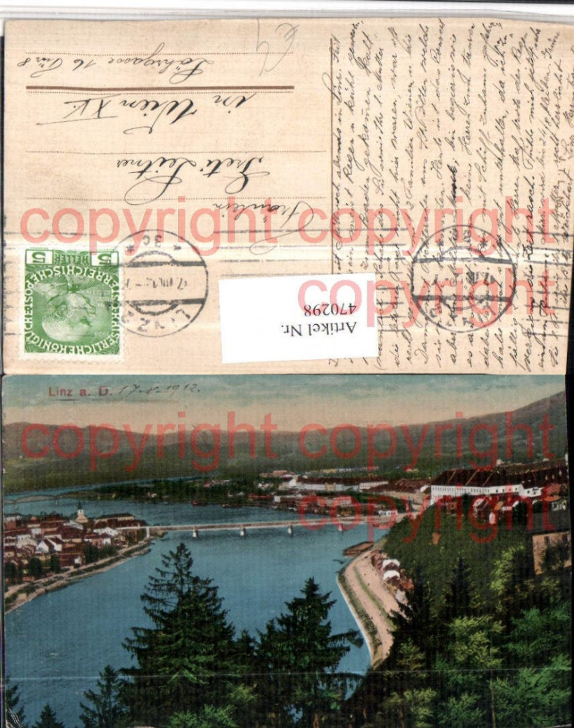 470298,Linz an d. Donau Teilansicht Fluss Brücke