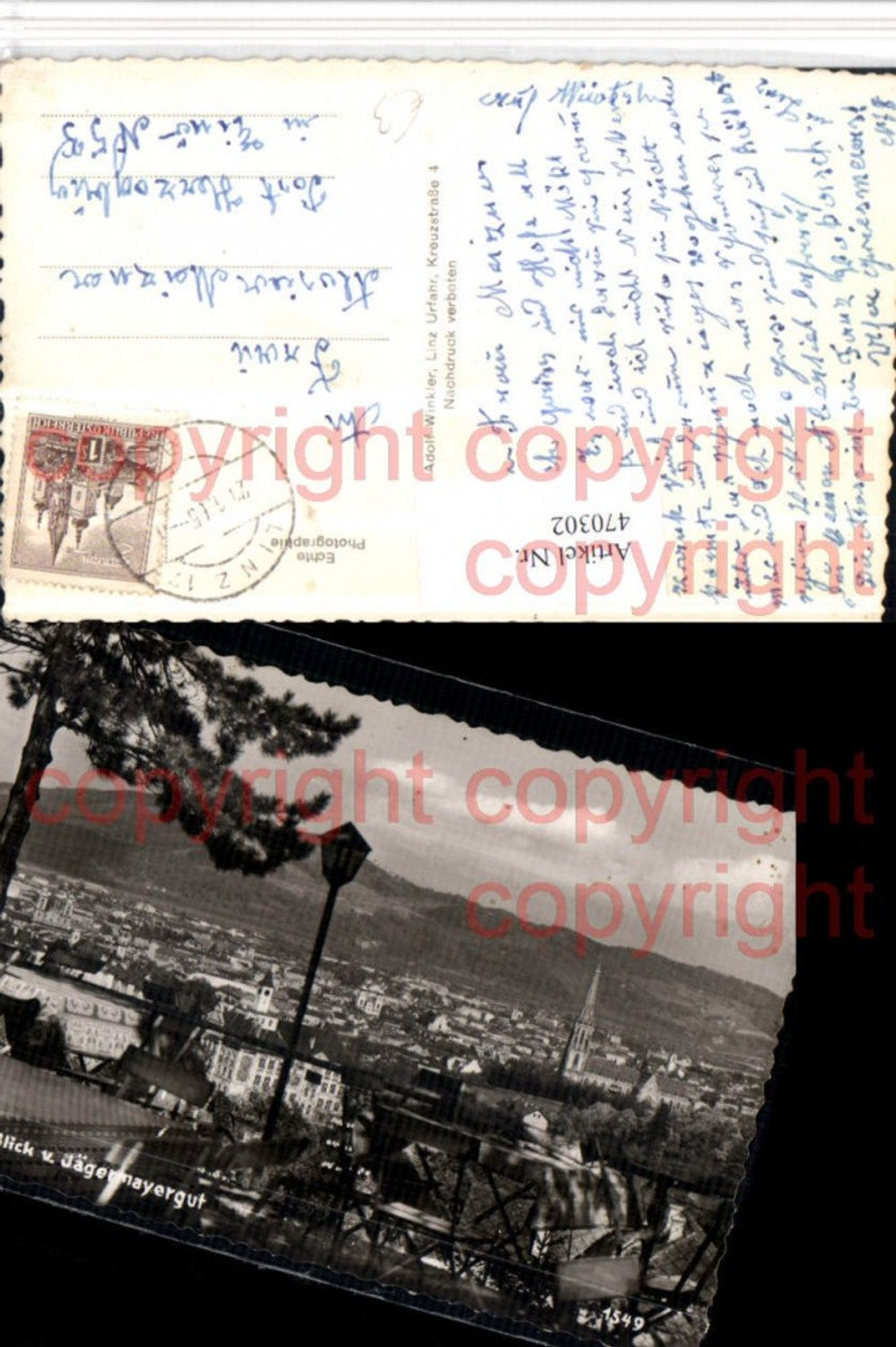 470302,Linz an d. Donau Teilansicht v. Jägermayergut Terrasse