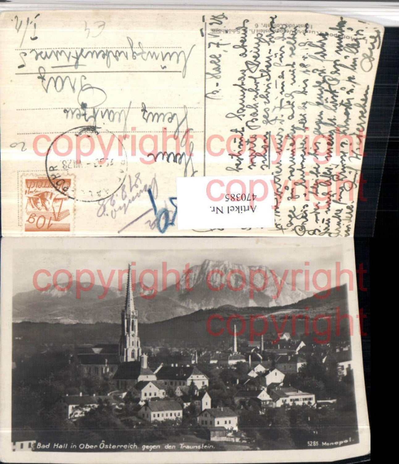 470385,Bad Hall Teilansicht Kirche geg. Traunstein Bergkulisse