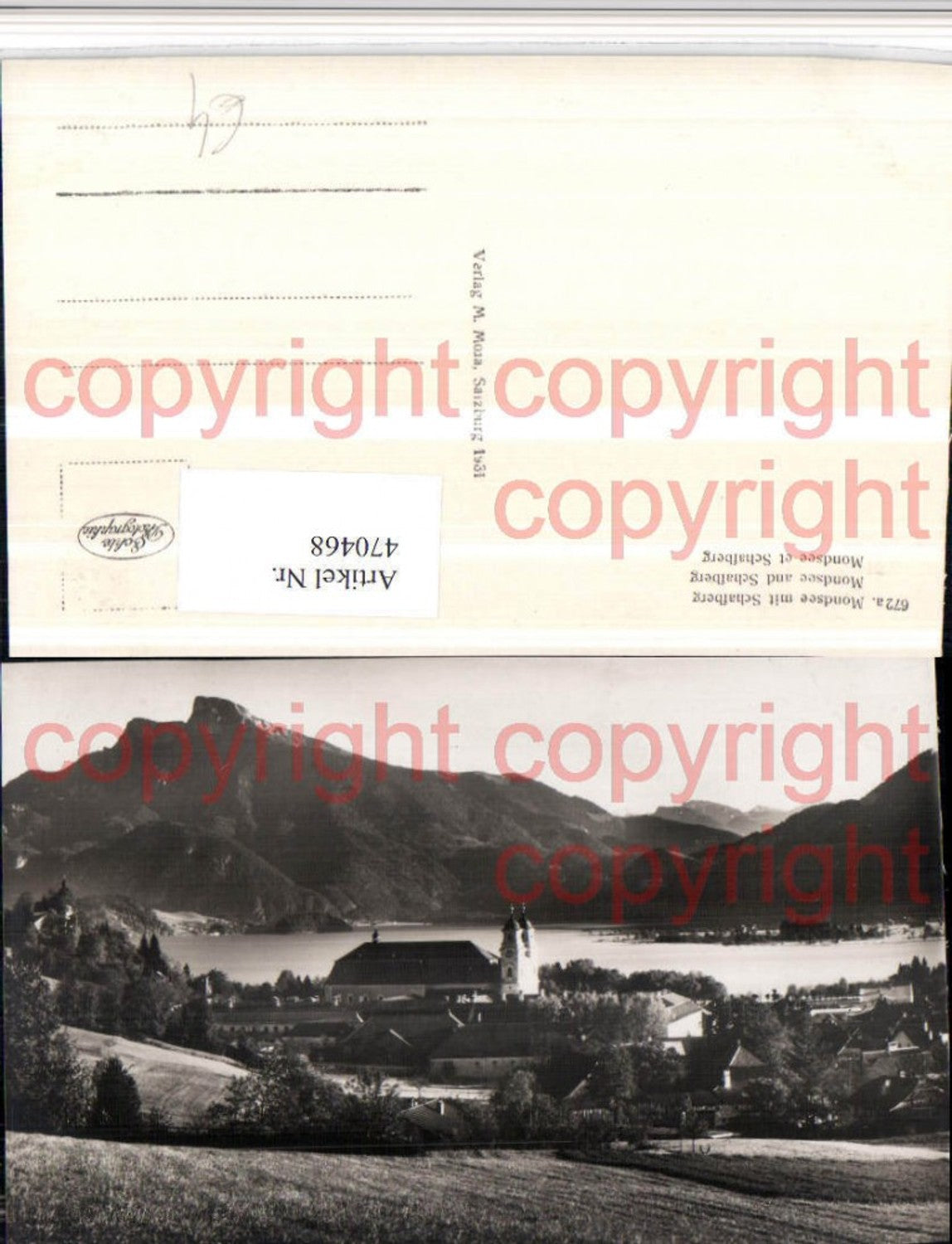 470468,Mondsee Totale Stift m. Schafberg Bergkulisse