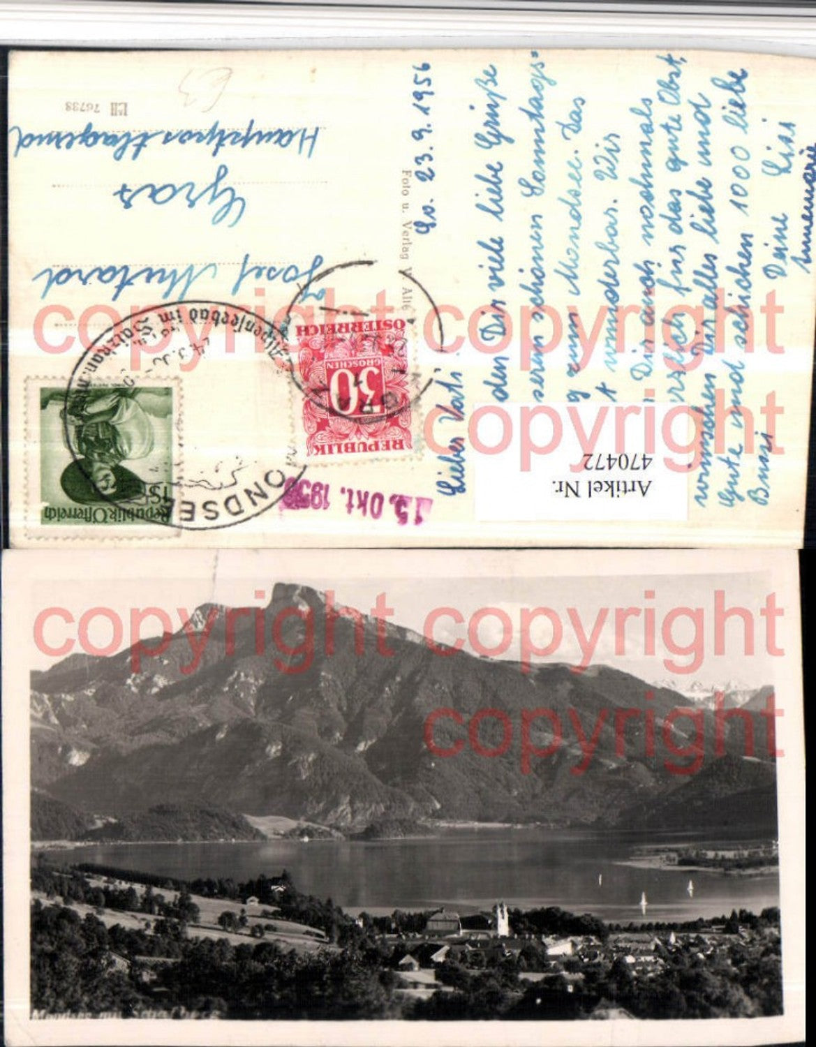 470472,Mondsee Totale m. Schafberg Bergkulisse