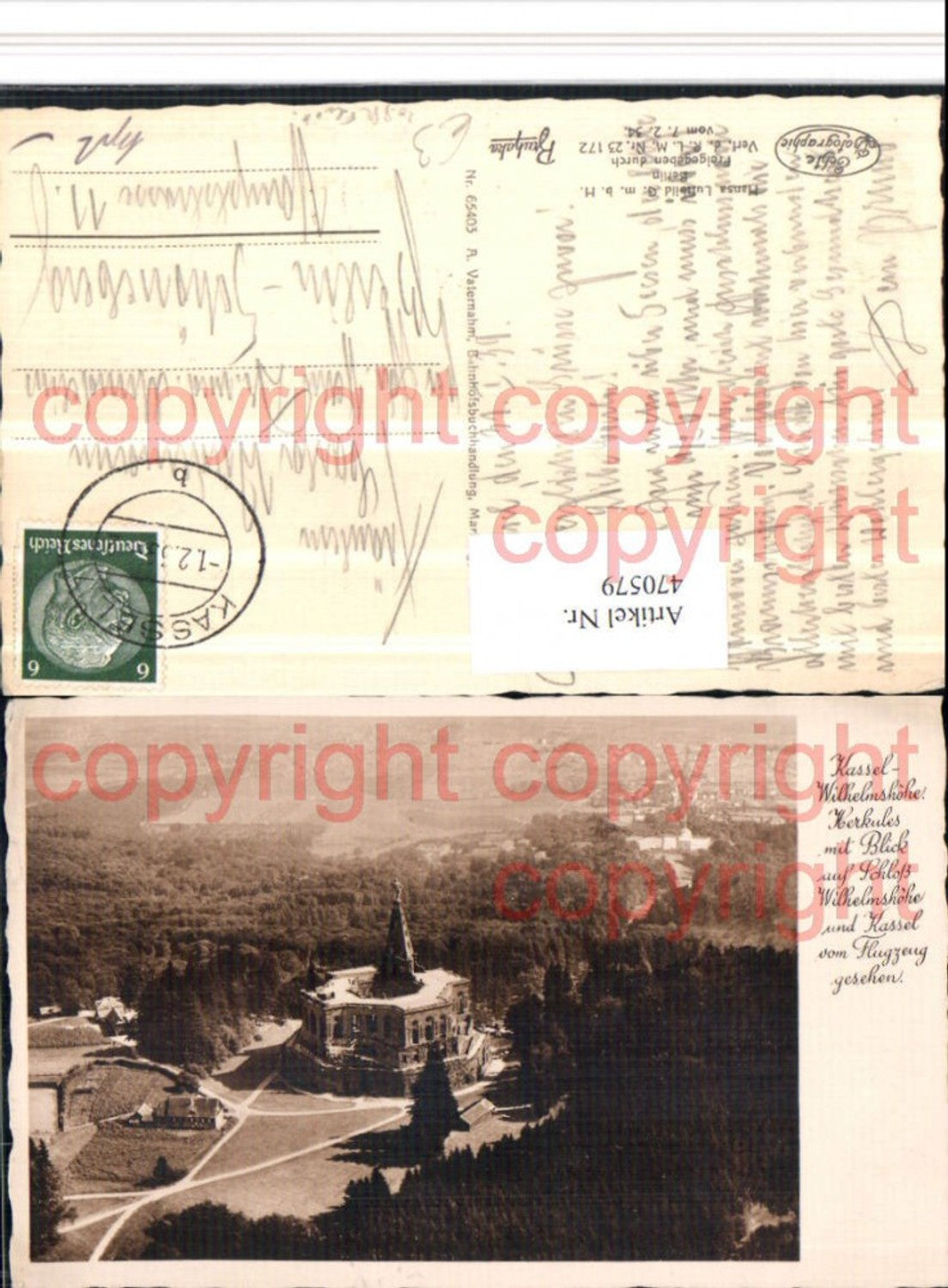 470579,Kassel Wilhelmshöhe Herkules m. Blick auf Schloss