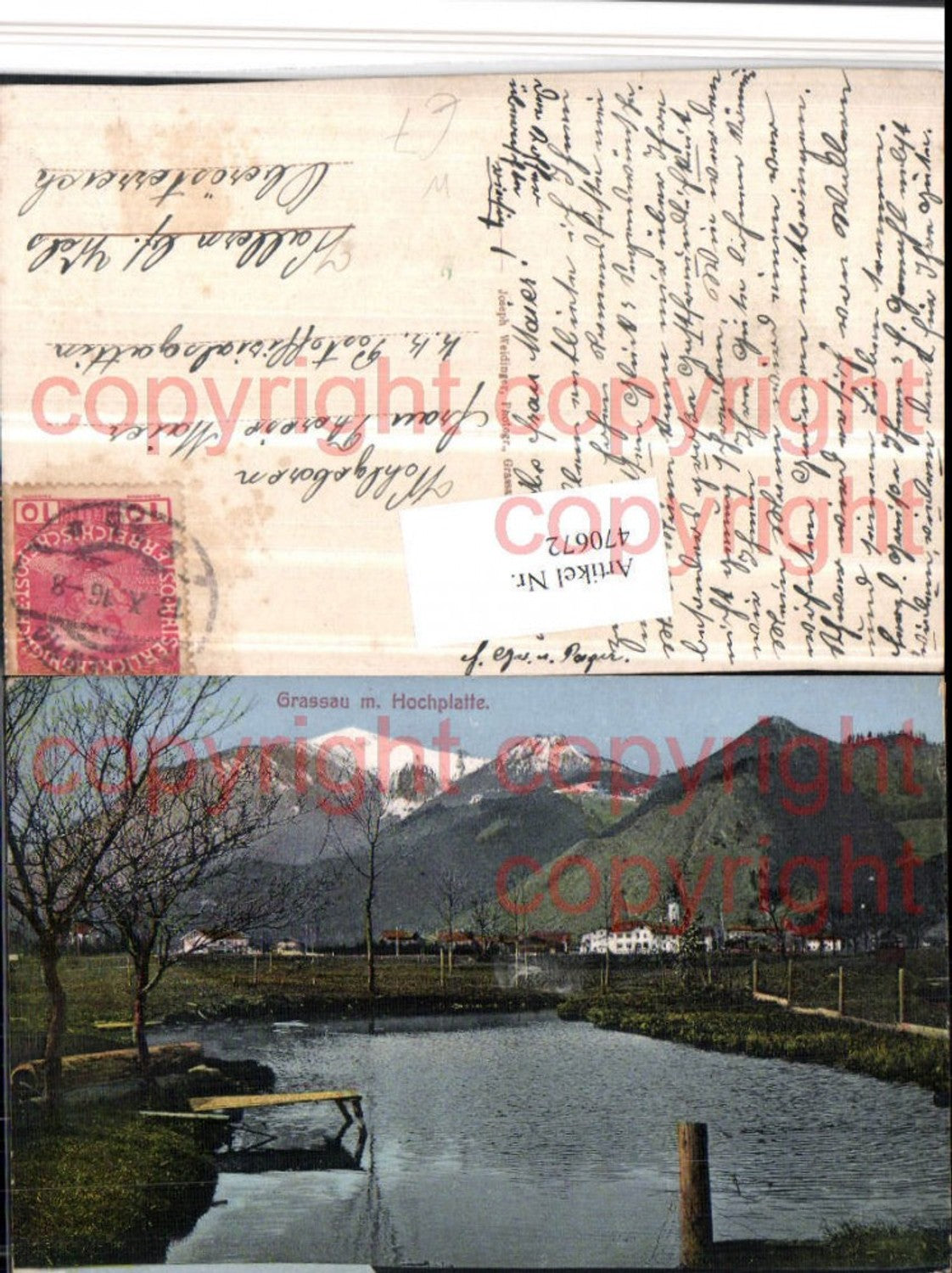 470672,Grassau Teilansicht m. Hochplatte Bergkulisse