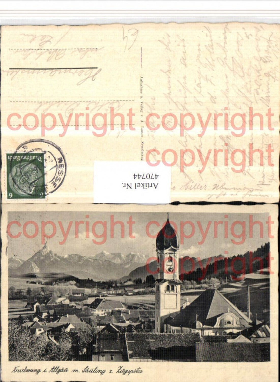 470744,Nesselwang im Allgäu Totale Kirche m. Säuling Bergkulisse