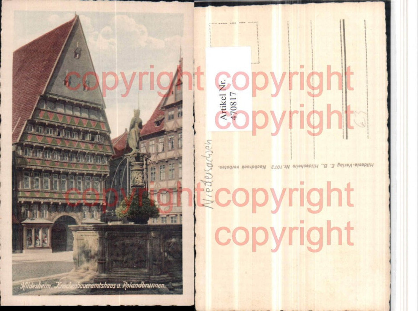 470817,Hildesheim Knochenhaueramtshaus u. Rolandbrunnen Brunnen