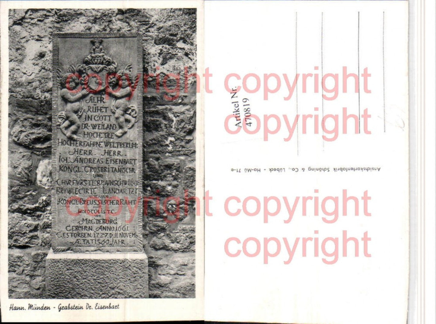 470819,Hannoversch Münden Grabstein Dr. Eisenbart