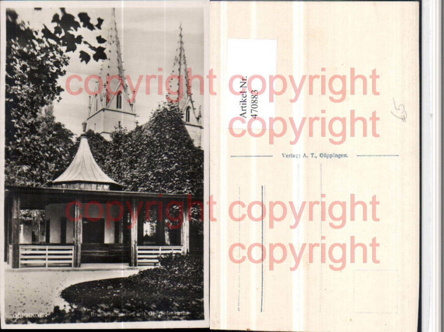470883,Göppingen Brunnenhäuschen m. Oberhofenkirche Kirche
