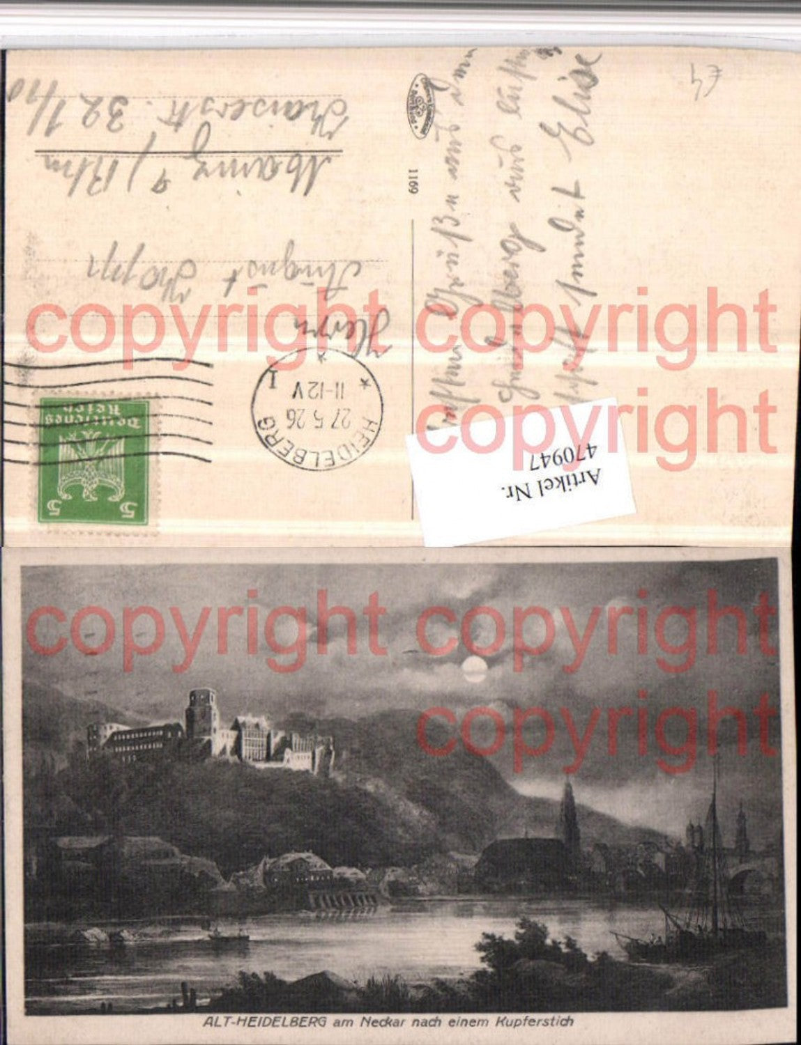 470947,Künstler AK Alt-Heidelberg am Neckar Schloss Mondschein
