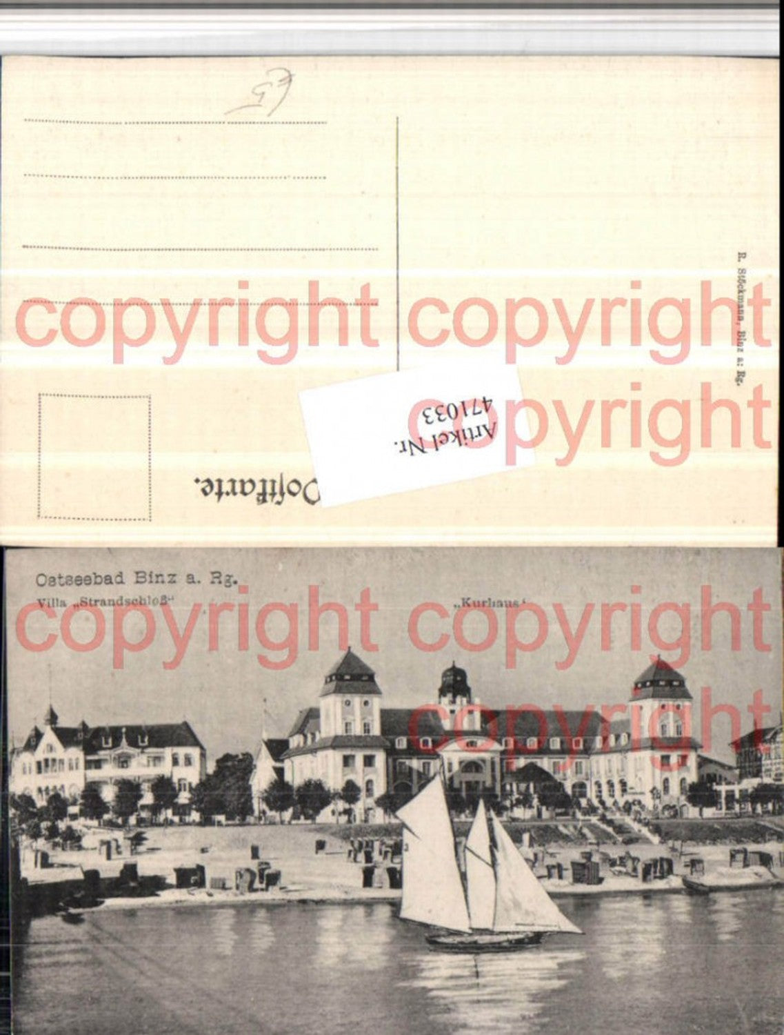 471033,Ostseebad Binz auf Rügen Villa Strandschloss Kurhaus Segelboot