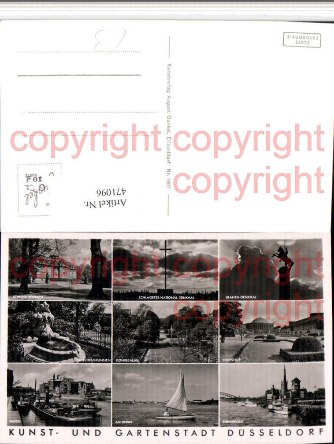 471096,Düsseldorf Schloss Ehrenhof Segelboot Hafen Mehrbildkarte