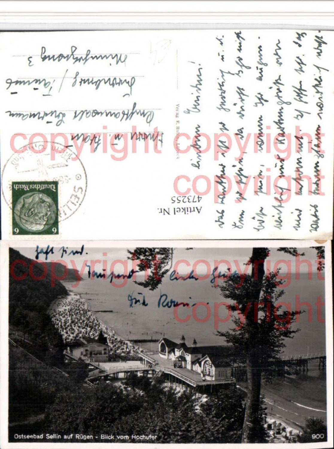 473255,Ostseebad Sellin auf Rügen Blick vom Hochufer Seebrücke