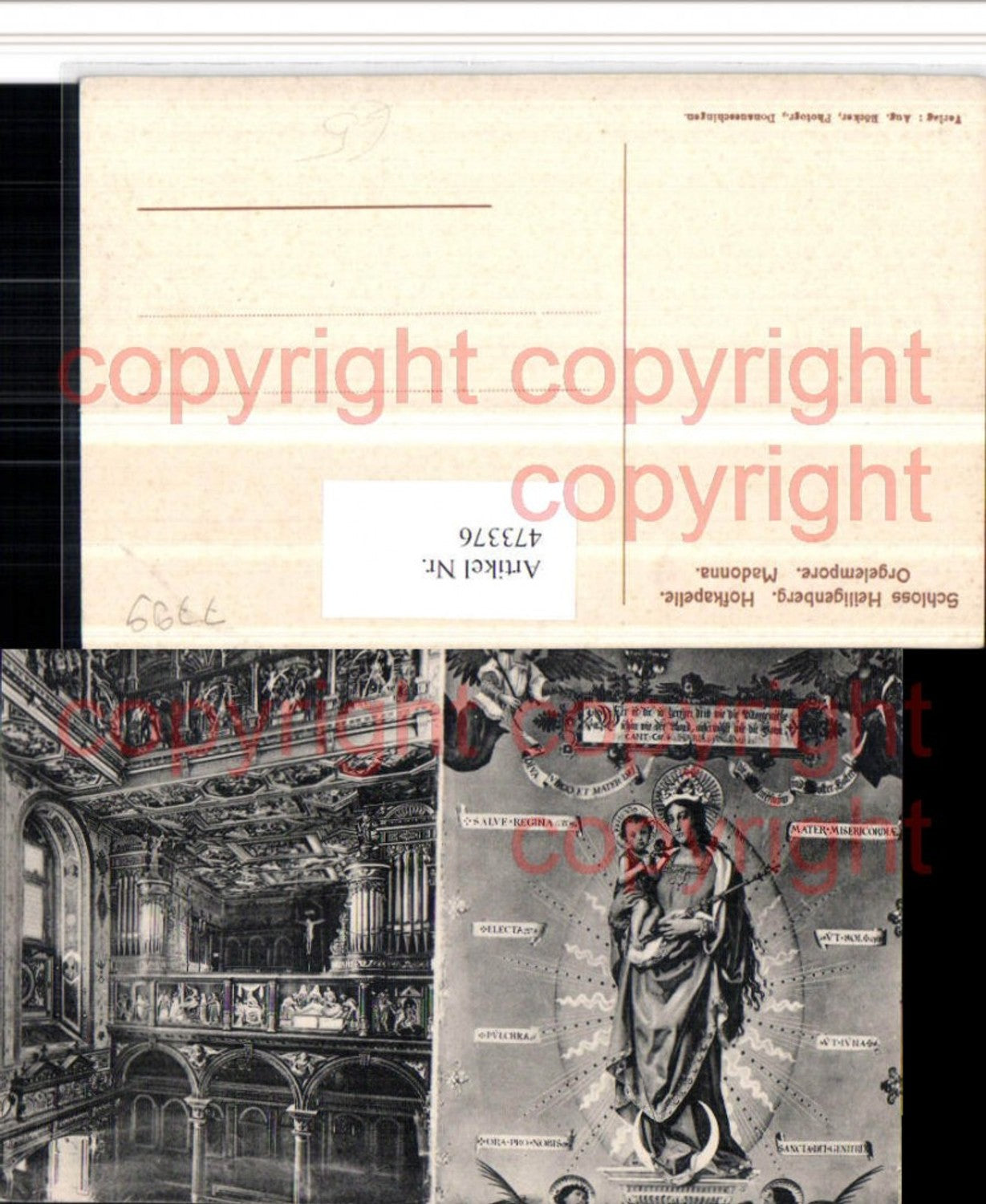 473376,Schloss Heiligenberg Hofkapelle Orgelempore Madonna