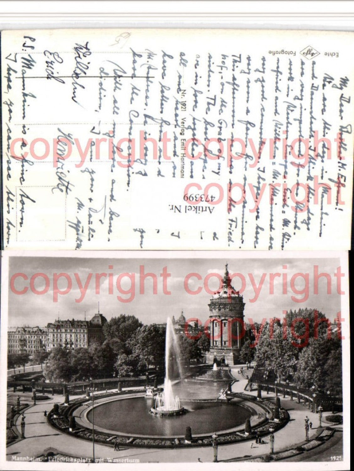 473399, Mannheim Friedrichsplatz with water tower fountain