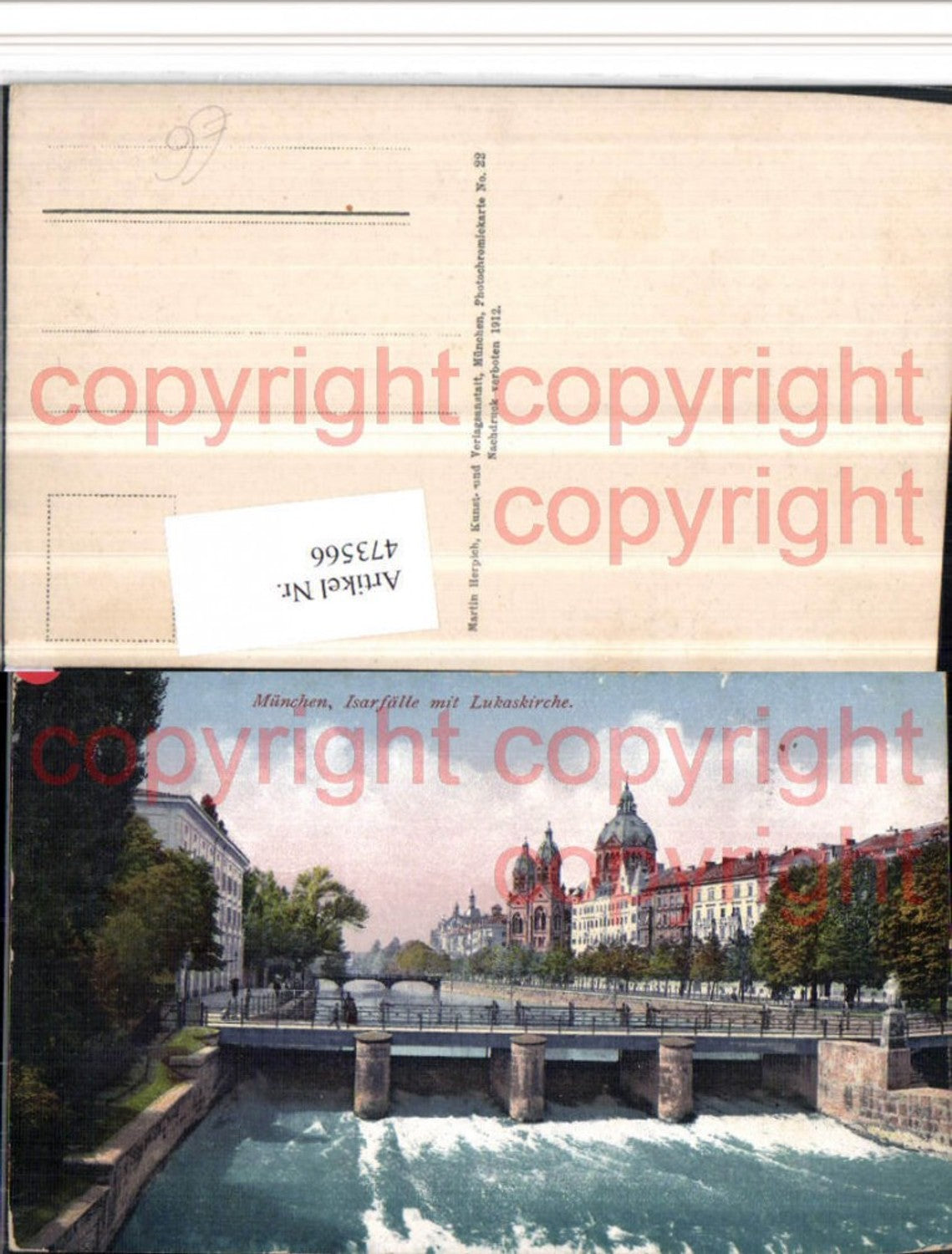 473566,München Isarfälle m. Lukaskirche Kirche Brücke