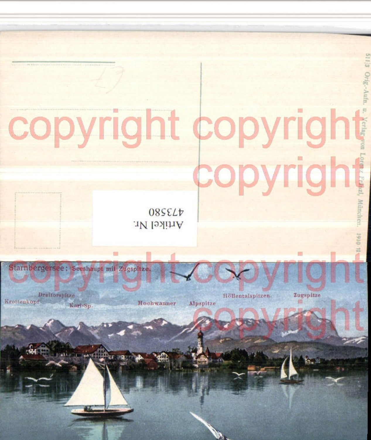 473580,Starnbergersee See m. Zugspitze Bergkulisse Möwe Segelboot