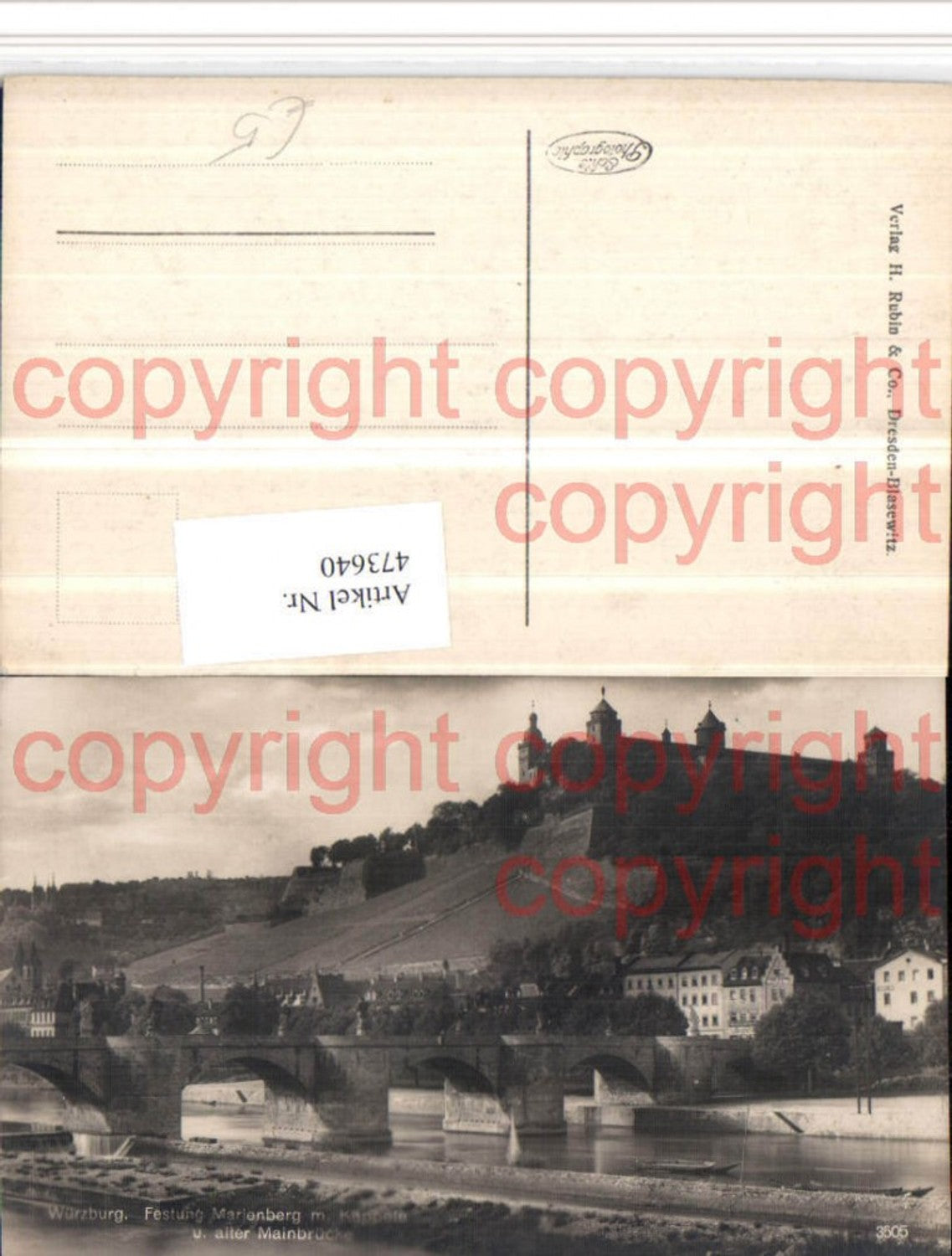 473640,Würzburg Festung Marienberg m. Käppele u. Mainbrücke Brücke
