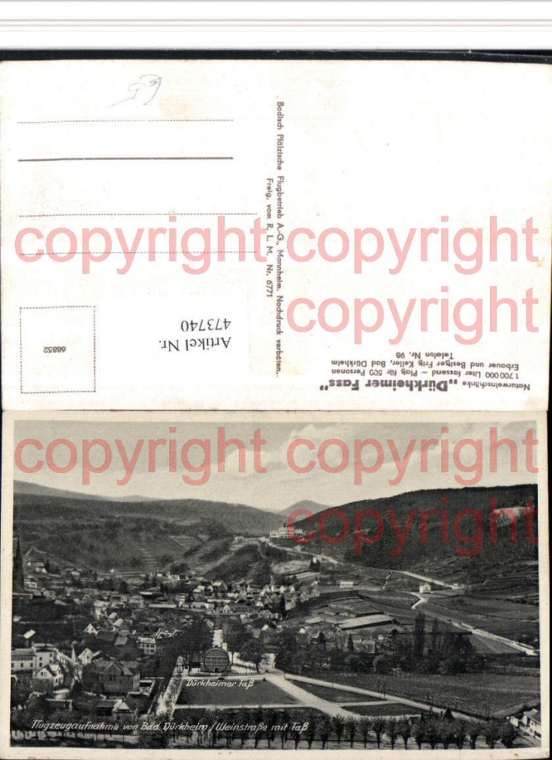 473740,Bad Dürkheim an d. Weinstraße m. Fass Totale Fliegeraufnahme