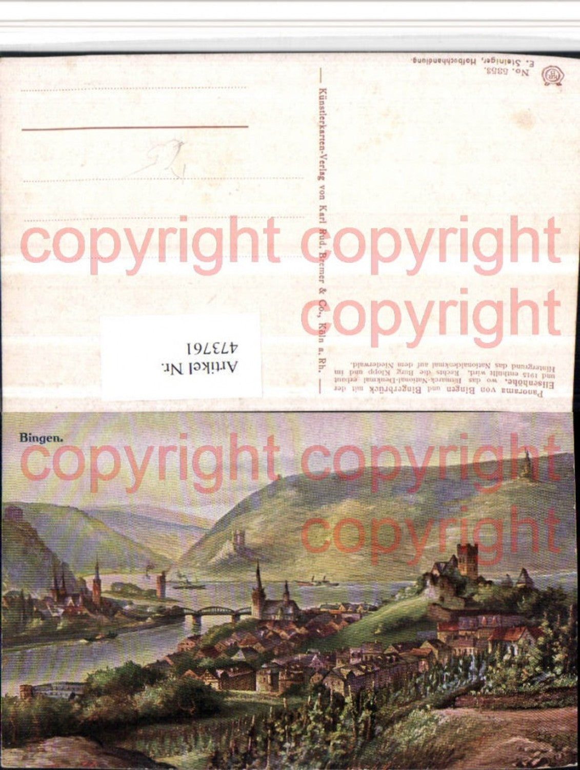 473761,Künstler AK Bingen u. Bingerbrück am Rhein Totale