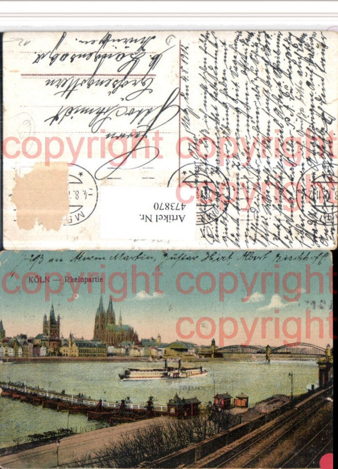 473870,Köln am Rhein Rheinpartie Brücke Dampfer